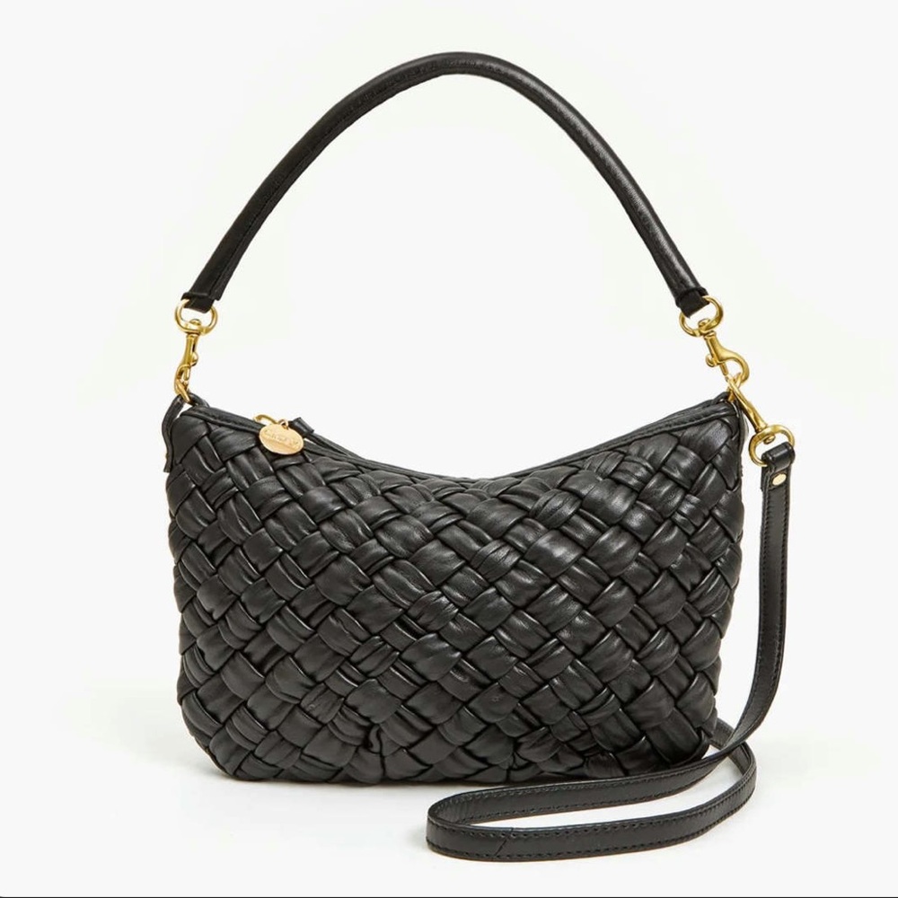Clare V Black Petit Moyen Puffy Woven Leather Shoulder Bag with Gold Hardware - Picture 2 of 12